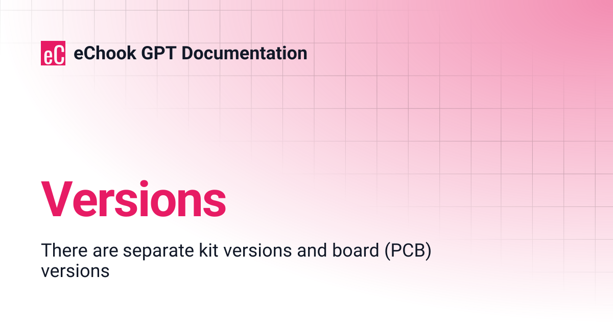 Versions | eChook GPT Documentation
